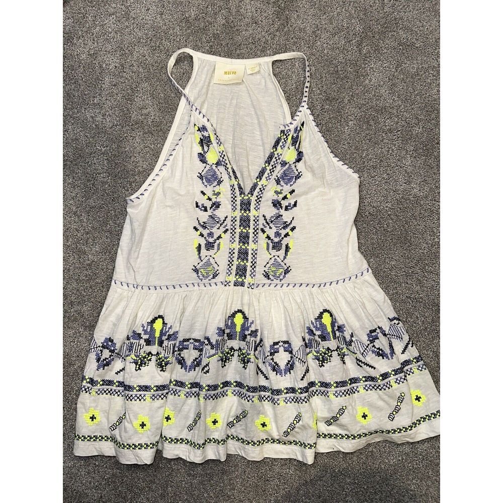 Maeve By Anthropologie X-small, Newly Embroidered Babydoll Top. White #193